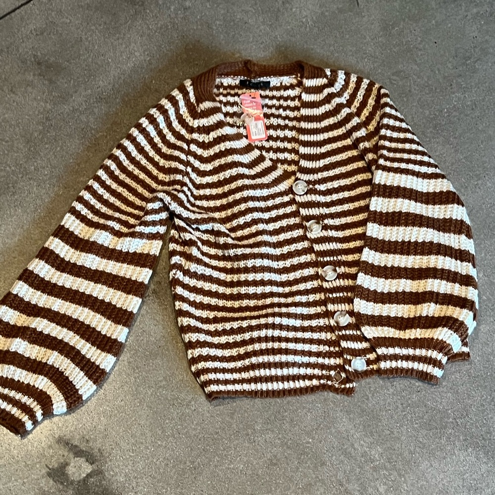 NWT Striped Cardigan w Bell Sleeves